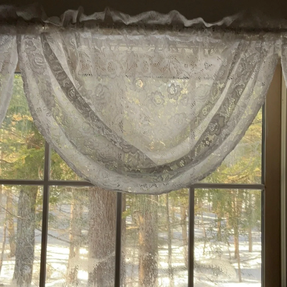 Vintage Floral Lace Waterfall Curtain Valance